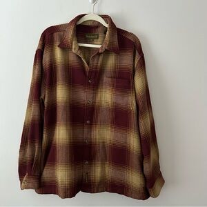 Vintage 90’s heavy weight lined shadow plaid button front shirt XL